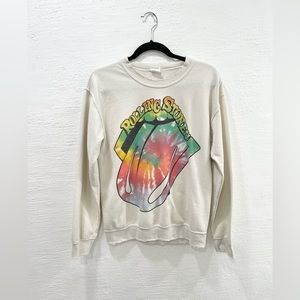 MadeWorn Women's White Rolling Stones Tie-dye Sweatshirt
